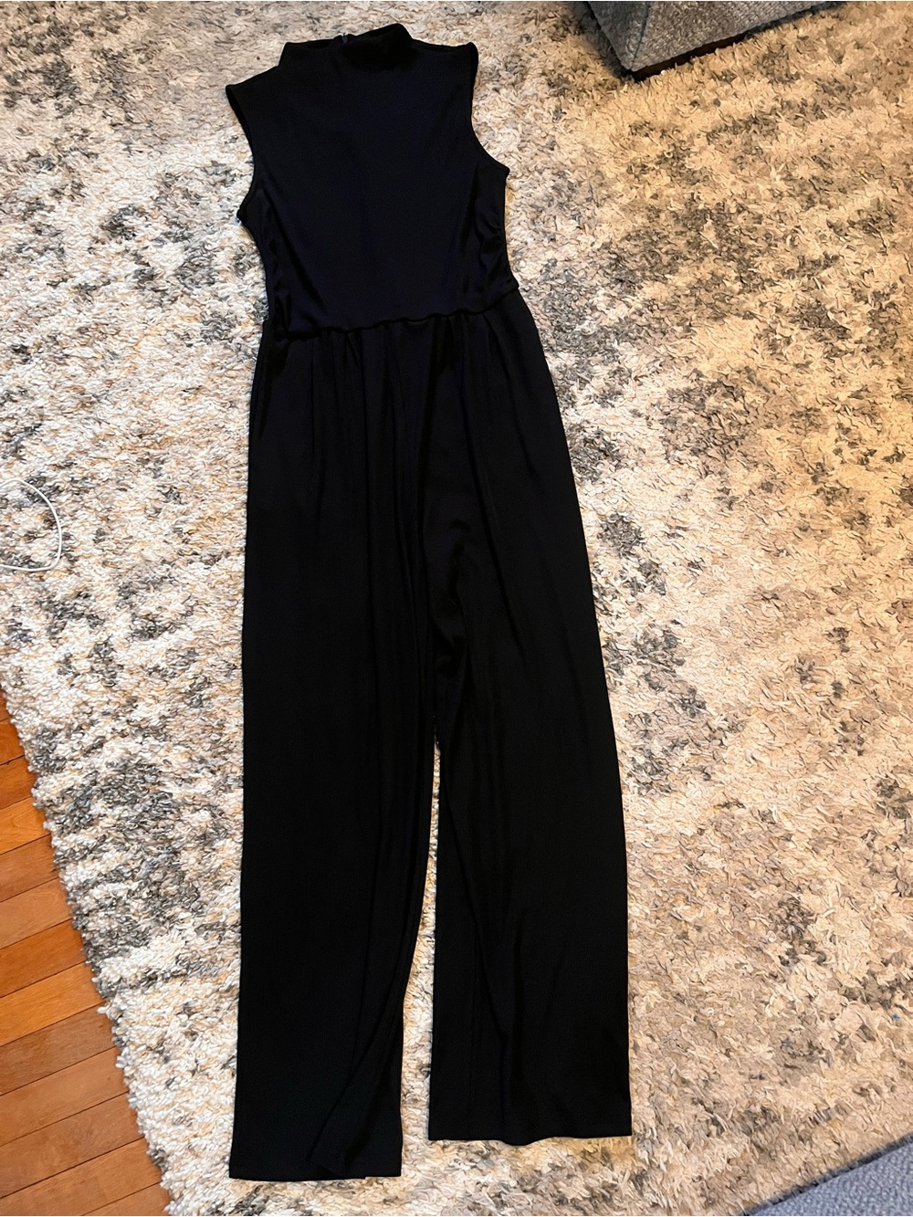 Classic Black Sleeveless Wide-Leg Jumpsuit zip up